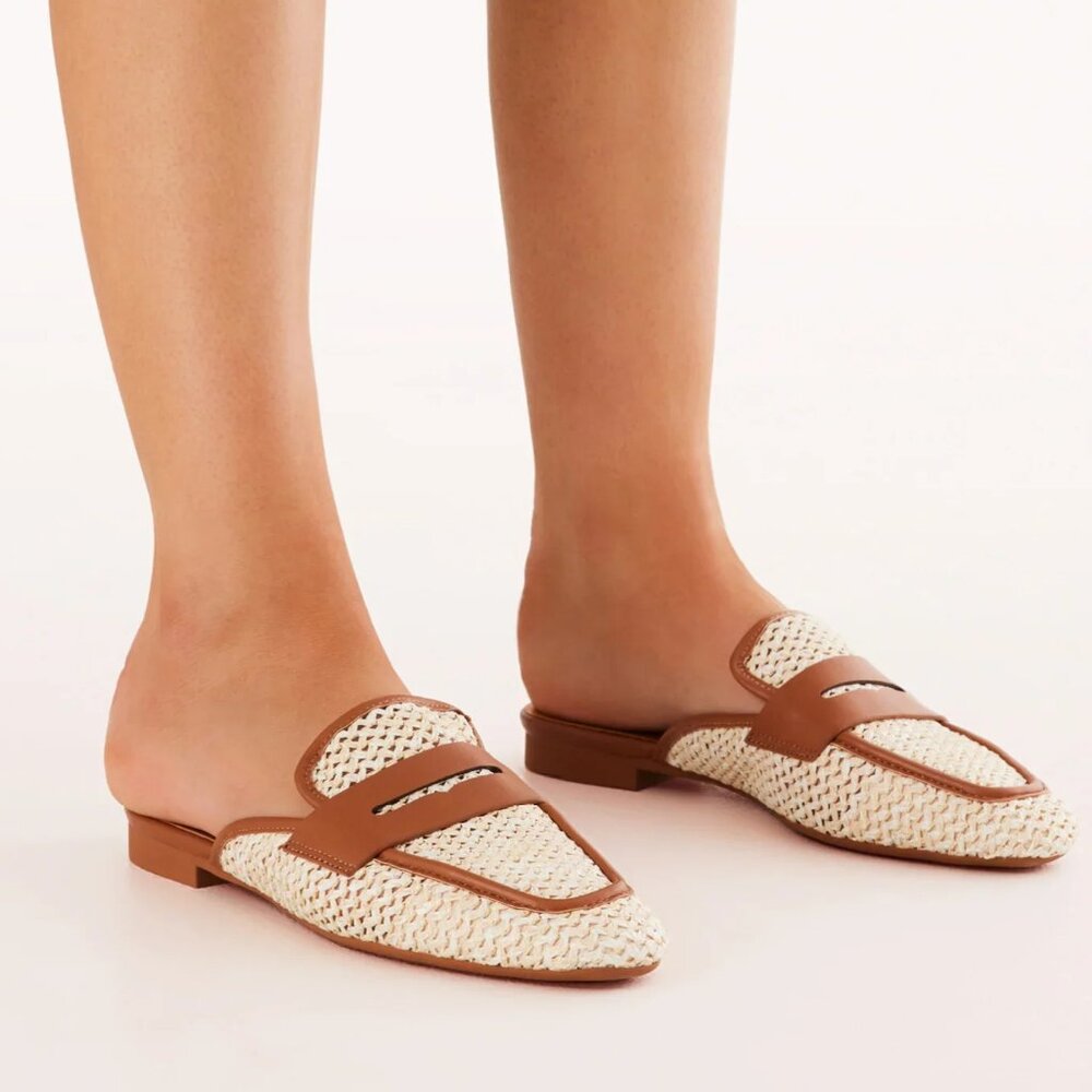 Billini Emberlee Mules - Natural Raffia Tan/NWT/10